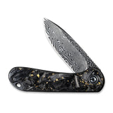 Civivi Elementum Flipper Knife Carbon Fiber Gold Shred C907C-DS1 - Carbon Fibre, CIVIVI, Damascus, Gold - Granbergs Firearms