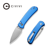 Civivi Qubit Button Lock Bright Blue Aluminum Handle Folding Pocket Knife C22030E-3