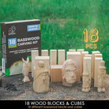 BeaverCraft Set of Basswood Carving Blocks 18pcs - BW18 - All Wood, Basswood, BeaverCraft, Wood - Other, Wood Carving - Granbergs Firearms