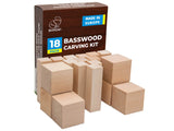 BeaverCraft Set of Basswood Carving Blocks 18pcs - BW18