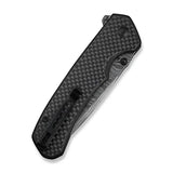 CIVIVI Button Lock Brazen Flipper & Thumb Stud Knife Twill Carbon Fiber Overlay On Black G10 Handle (3.46" Damascus Blade) C19059C-DS1