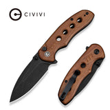 CIVIVI Triptych Flipper & Thumb Stud & Button Lock Knife Wood Handle (2.97