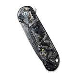 Civivi Elementum Flipper Knife Carbon Fiber Gold Shred C907C-DS1 - Carbon Fibre, CIVIVI, Damascus, Gold - Granbergs Firearms