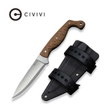 CIVIVI MDRN Hunter Fixed Blade Knife Brown G10 HandleC23078-2, With 1PC Black Kydex Sheath & 2PCS Black Straps