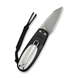 CIVIVI Purr Flipper & Slip Joint Knife Black & White G10 Handle (1.83" Stonewashed Nitro-V Blade) C25054-2, With 1PC Black Lanyard