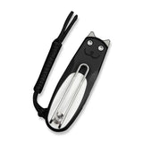 CIVIVI Purr Flipper & Slip Joint Knife Black & White G10 Handle (1.83" Stonewashed Nitro-V Blade) C25054-2, With 1PC Black Lanyard