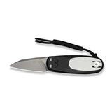 CIVIVI Purr Flipper & Slip Joint Knife Black & White G10 Handle (1.83" Stonewashed Nitro-V Blade) C25054-2, With 1PC Black Lanyard