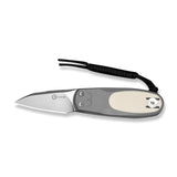 CIVIVI Purr Flipper & Slip Joint Knife Gray & Ivory G10 Handle (1.83" Satin Finished Nitro-V Blade) C25054-1, With 1PC Black Lanyard