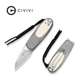 CIVIVI Purr Flipper & Slip Joint Knife Gray & Ivory G10 Handle (1.83