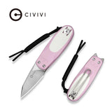 CIVIVI Purr Flipper & Slip Joint Knife Powder Pink & White G10 Handle (1.83