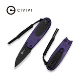 CIVIVI Purr Flipper & Slip Joint Knife Purple & Black G10 Handle (1.83