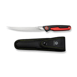CIVIVI Shawka Folding Fillet Knife Black And Red Aluminum Handle (5.81" Satin Finished 14C28N Blade) C22029B-1, With 1PC Black Nylon Sheath