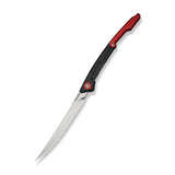 CIVIVI Shawka Folding Fillet Knife Black And Red Aluminum Handle (5.81" Satin Finished 14C28N Blade) C22029B-1, With 1PC Black Nylon Sheath