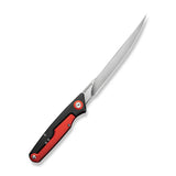 CIVIVI Shawka Folding Fillet Knife Black And Red Aluminum Handle (5.81" Satin Finished 14C28N Blade) C22029B-1, With 1PC Black Nylon Sheath