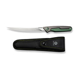 CIVIVI Shawka Folding Fillet Knife Gray And Green Aluminum Handle (5.81" Satin Finished 14C28N Blade) C22029B-3, With 1PC Black Nylon Sheath