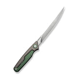 CIVIVI Shawka Folding Fillet Knife Gray And Green Aluminum Handle (5.81" Satin Finished 14C28N Blade) C22029B-3, With 1PC Black Nylon Sheath