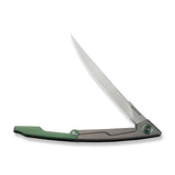 CIVIVI Shawka Folding Fillet Knife Gray And Green Aluminum Handle (5.81" Satin Finished 14C28N Blade) C22029B-3, With 1PC Black Nylon Sheath