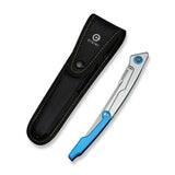 CIVIVI Shawka Folding Fillet Knife Silver And Blue Aluminum Handle (5.81" Satin Finished 14C28N Blade) C22029B-2, With 1PC Black Nylon Sheath