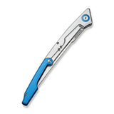 CIVIVI Shawka Folding Fillet Knife Silver And Blue Aluminum Handle (5.81" Satin Finished 14C28N Blade) C22029B-2, With 1PC Black Nylon Sheath