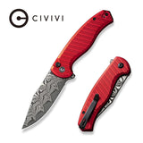 Civivi Stormhowl Red Aluminum Damascus Folding Pocket Knife C23040B-DS1