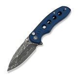 CIVIVI Triptych Flipper & Thumb Stud & Button Lock Knife Micarta Handle (2.97" Damascus Blade) C23085B-DS1