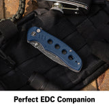 CIVIVI Triptych Flipper & Thumb Stud & Button Lock Knife Micarta Handle (2.97" Damascus Blade) C23085B-DS1