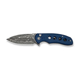 CIVIVI Triptych Flipper & Thumb Stud & Button Lock Knife Micarta Handle (2.97" Damascus Blade) C23085B-DS1