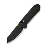 CIVIVI Yonder Thumb Stud & Crossbar Lock Knife Black Burlap Micarta Handle (2.88" Black Stonewashed 14C28N Blade) C23073B-2