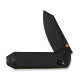 CIVIVI Yonder Thumb Stud & Crossbar Lock Knife Black Burlap Micarta Handle (2.88" Black Stonewashed 14C28N Blade) C23073B-2