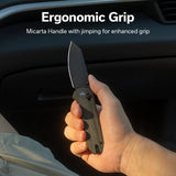 CIVIVI Yonder Thumb Stud & Crossbar Lock Knife Micarta Handle (2.88" 14C28N Blade) C23073B-1