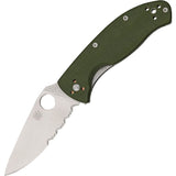 Spyderco Tenacious Linerlock Half Serrated Green Folding Pocket Knife SC122GPSGR