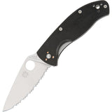 Spyderco Tenacious Linerlock Black Serrated Folding Pocket Knife SC122GS