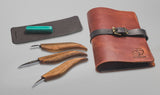 Beavercraft Starter Chip and Whittle Knife Set S15X - BeaverCraft, Carving, carving knife, Kit, Knife Roll, Leather, Roll, Walnut, Wood Carving - Granbergs Firearms