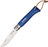 Opinel No 8 Inox steel Knife - Varnished blue beechwood handle Folding Pocket Knife