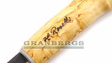 H. Roselli R110 Carpenter Knife Hand Made Finnish Carbon Steel Knife - Carbon Steel, Curly Birch, Roselli - Granbergs Firearms