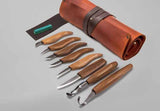 BeaverCraft Extended Wood Carving Set S18X - BeaverCraft, Carving, carving knife, Knife Roll, Roll, Walnut, Wood Carving - Granbergs Firearms