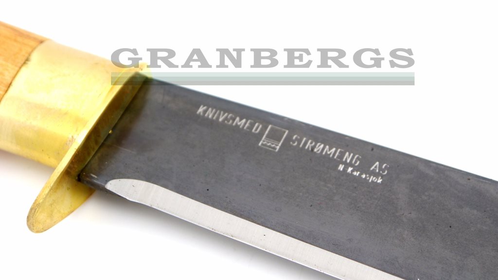 Knivsmed Stromeng Same knife 9'' KS9F Hunting Knife w/Brass Finger Guard Norwegian - Birch, Carbon Steel, Knivsmed Strømeng - Granbergs Firearms