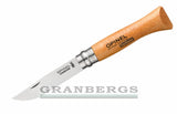 Opinel No 6 Carbone Knife - Beech Carbon Steel Folding Pocket Knife OP13060