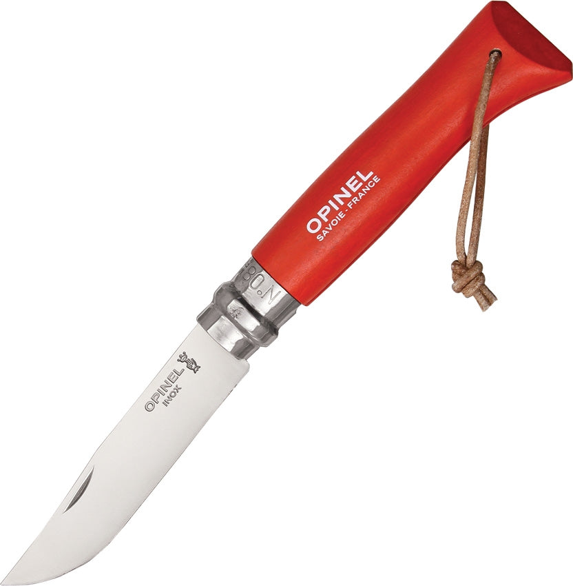 Opinel No 8 Inox steel Knife - Varnished red beechwood handle - Beech, Opinel, Sandvik 12C27 - Granbergs Firearms