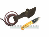 Helle Mandra Stainless Steel Knife Vulcan Fibre Handle - A&R Zlatoust, Curly Birch, Laminated Steel - Granbergs Firearms